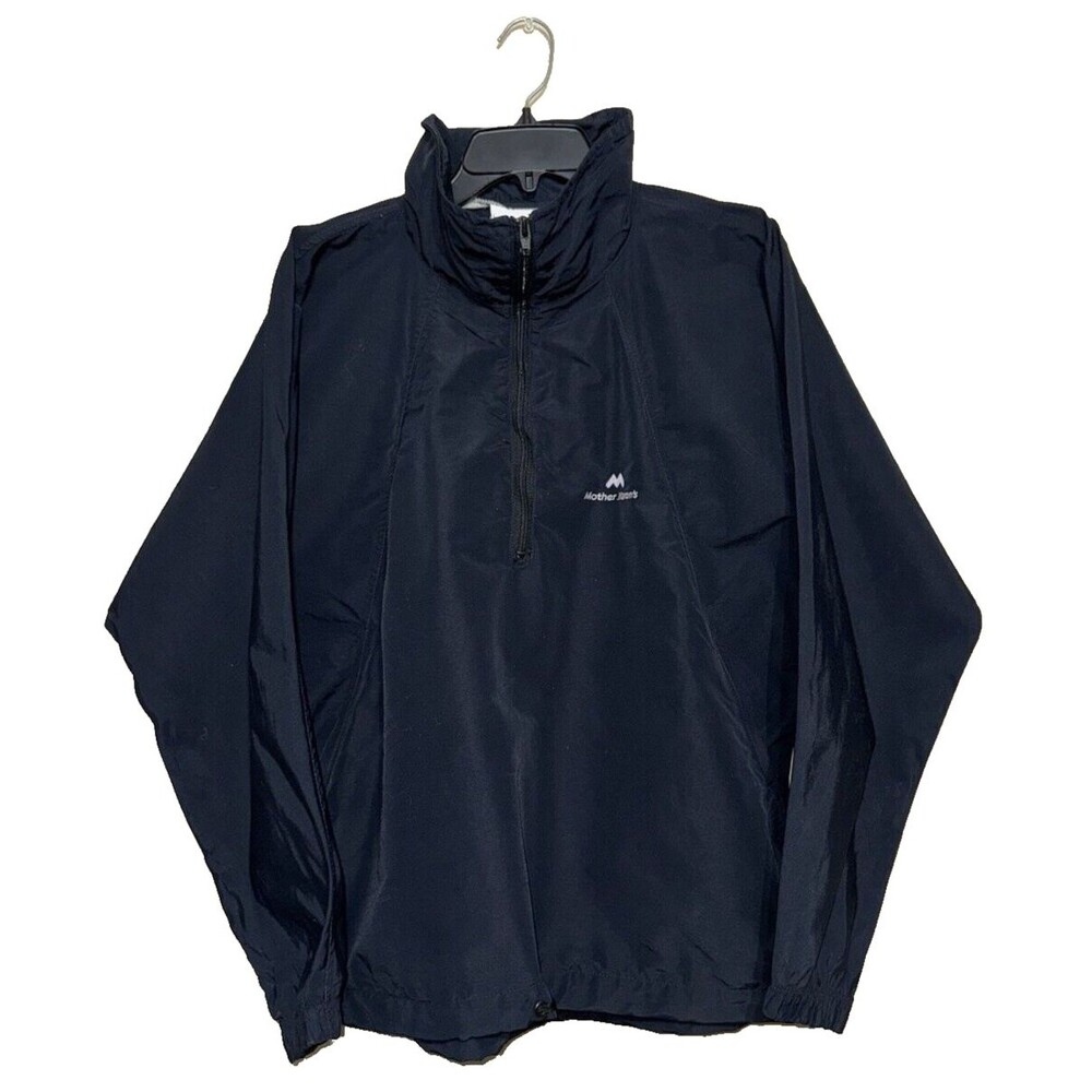 Vintage Mother Karens Jacket Mens M Made USA 1/4 Zip Black Zip Pockets Windbreak